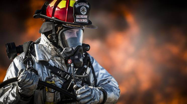 firefighter in ppe gear