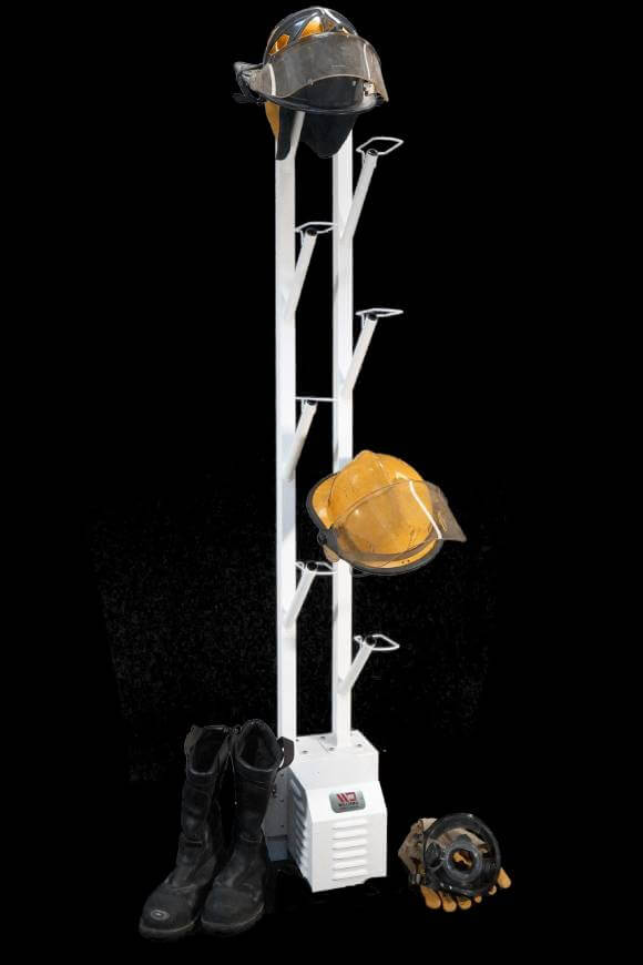 h8 helmet dryer with fire fighting equipment attached