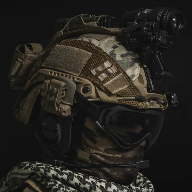 Soldier with helmet cam