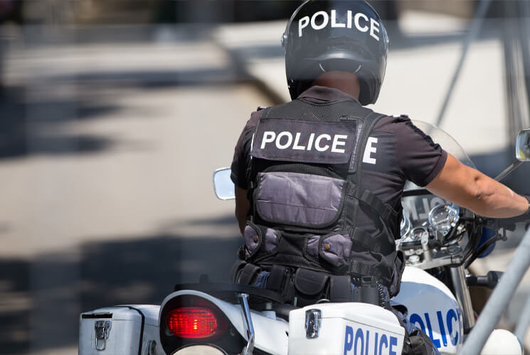 Police officer on motorcycle