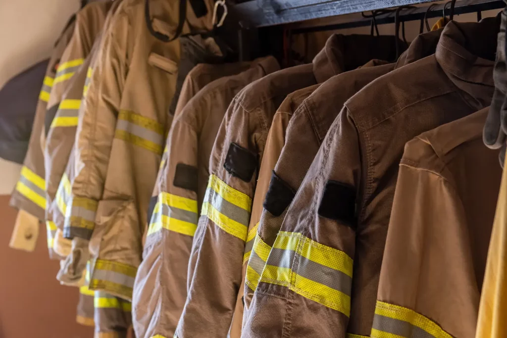 turnout gear on hangers